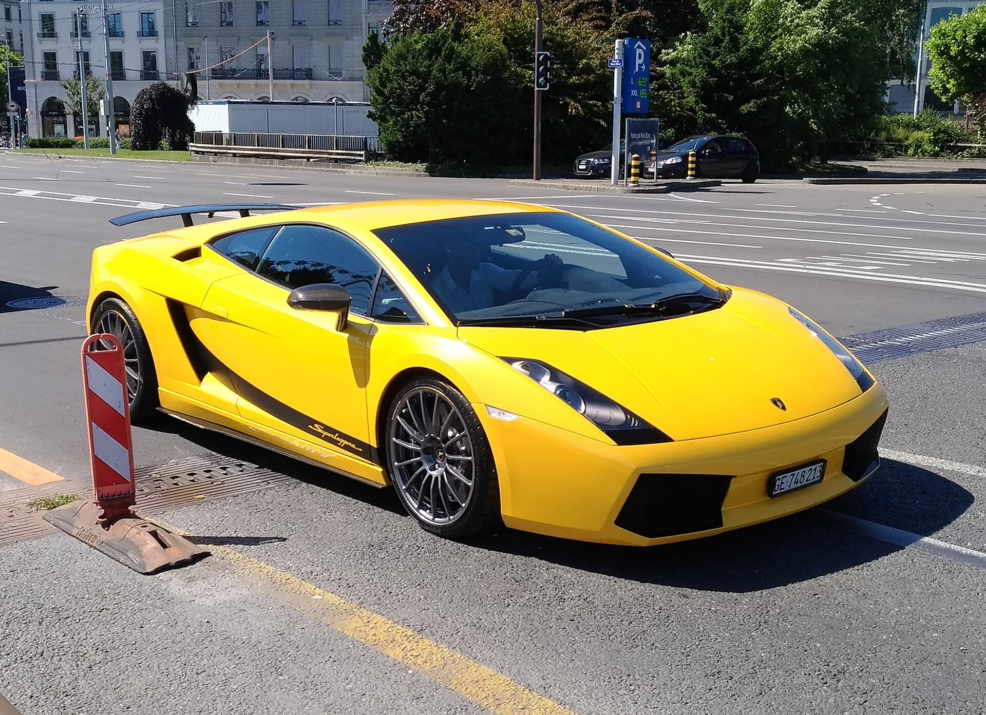 Lamborghini Gallardo Superleggera on the road, side and front view
