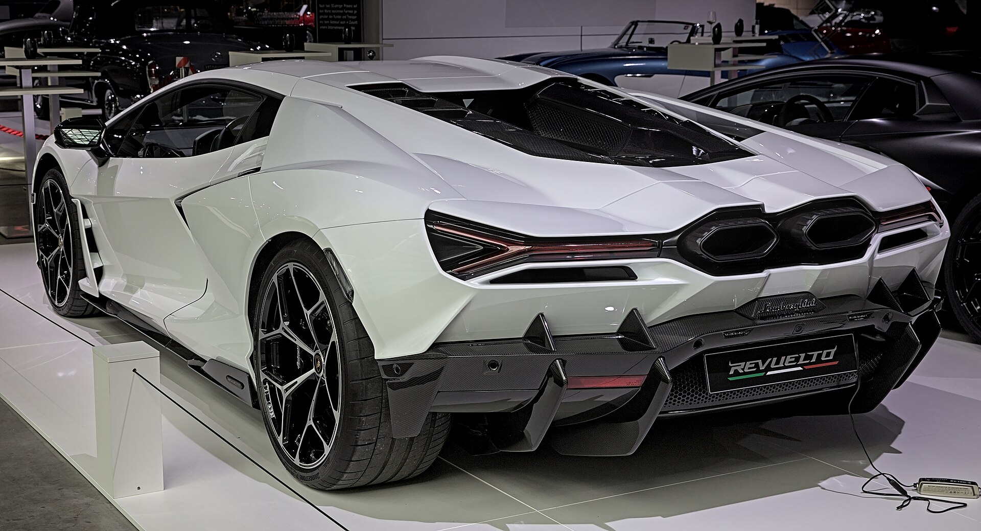 Lamborghini Revuelto on a motor show stand