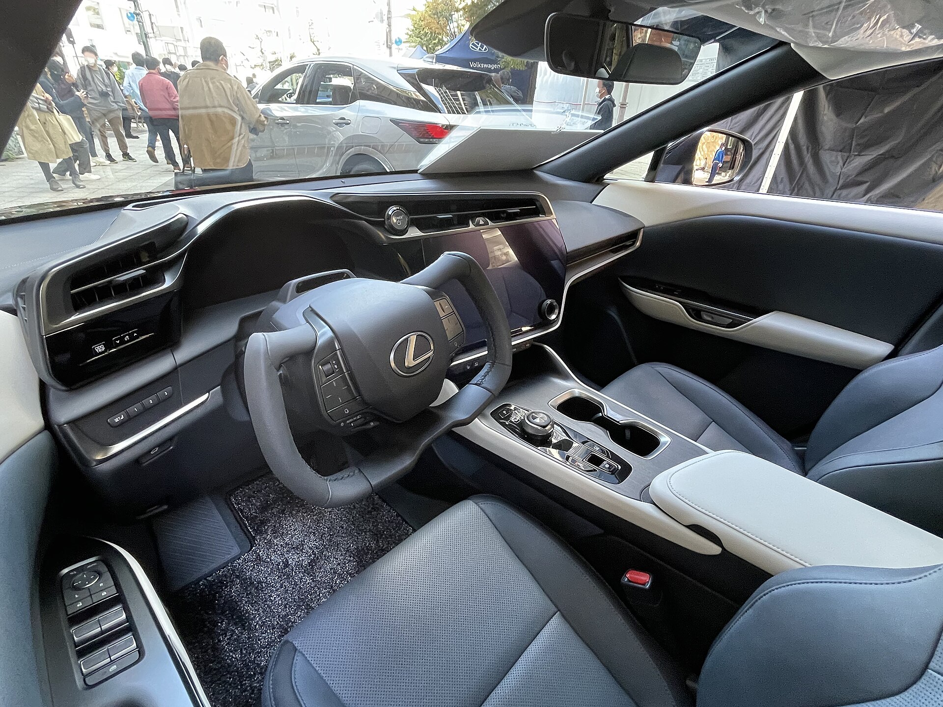 Lexus RZ 450e prototype interior with yoke