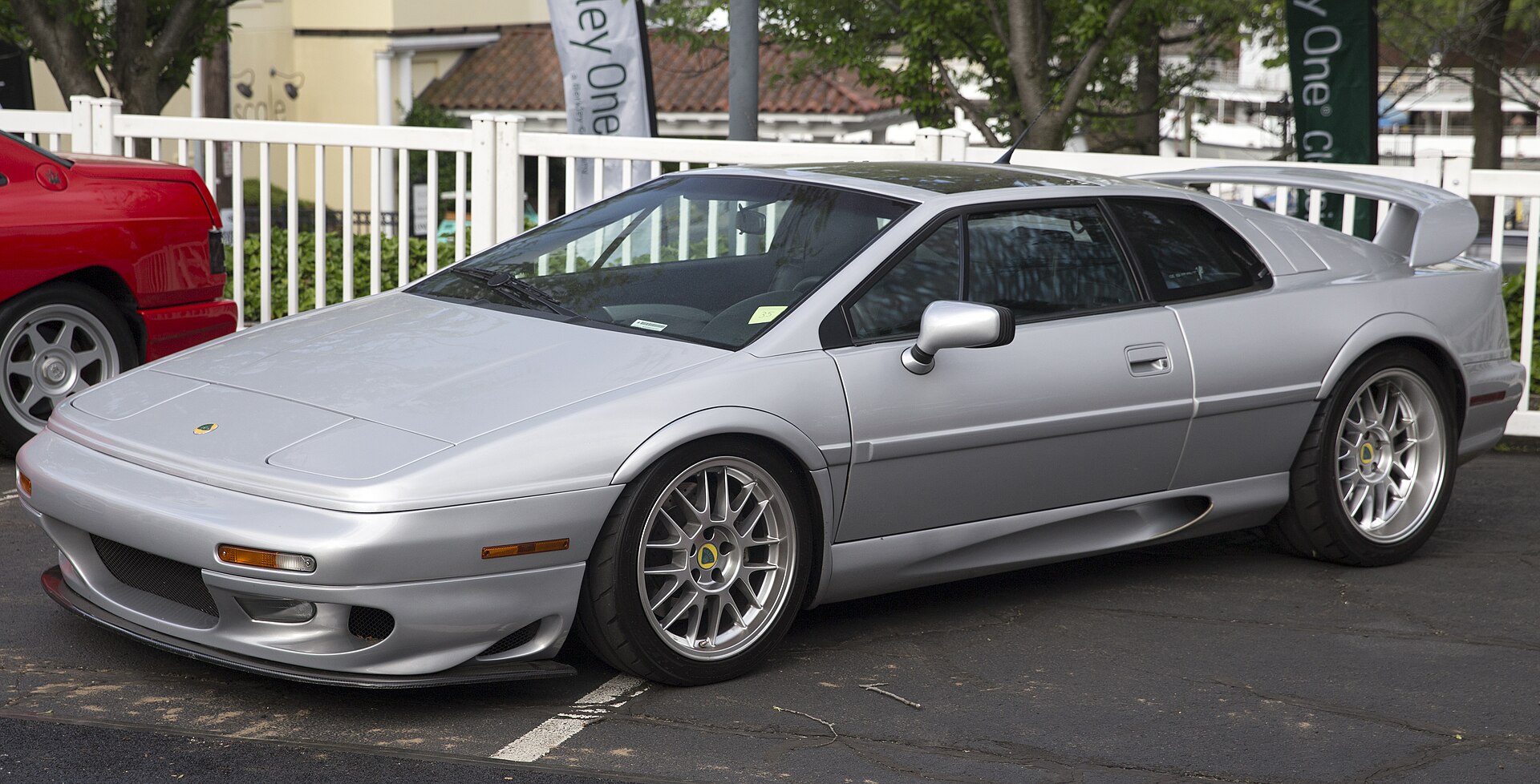 Silver 2003 Lotus Esprit V8, front left view