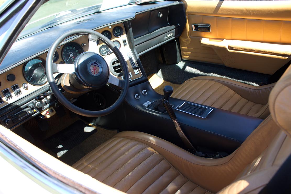Maserati Bora interior with dashboard and steering wheel