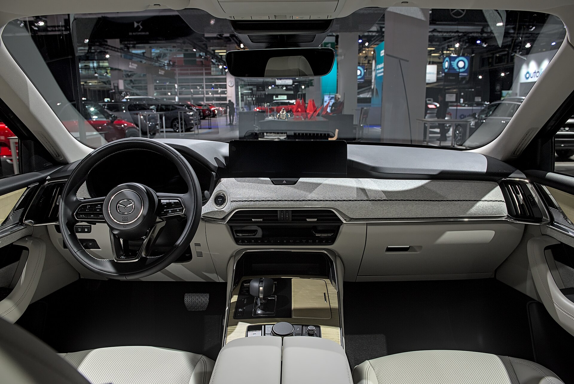Mazda CX-80 plug-in hybrid on display at a motor show