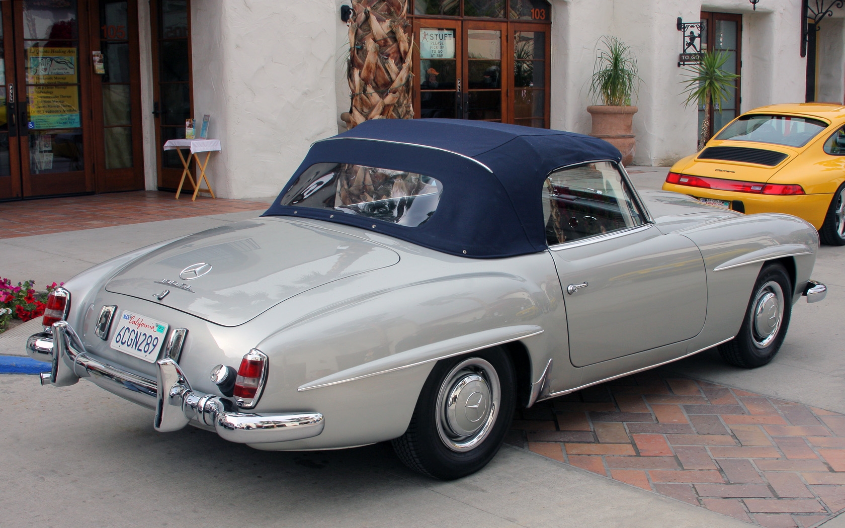 Silver Mercedes-Benz 190 SL of 1961, rear view