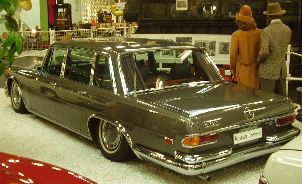 Mercedes-Benz 600 W100 on display in a museum