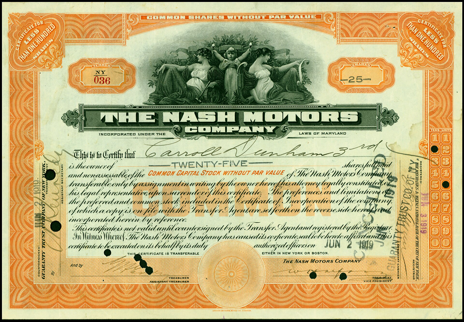 Historic image of the Nash Motors Company in 1919