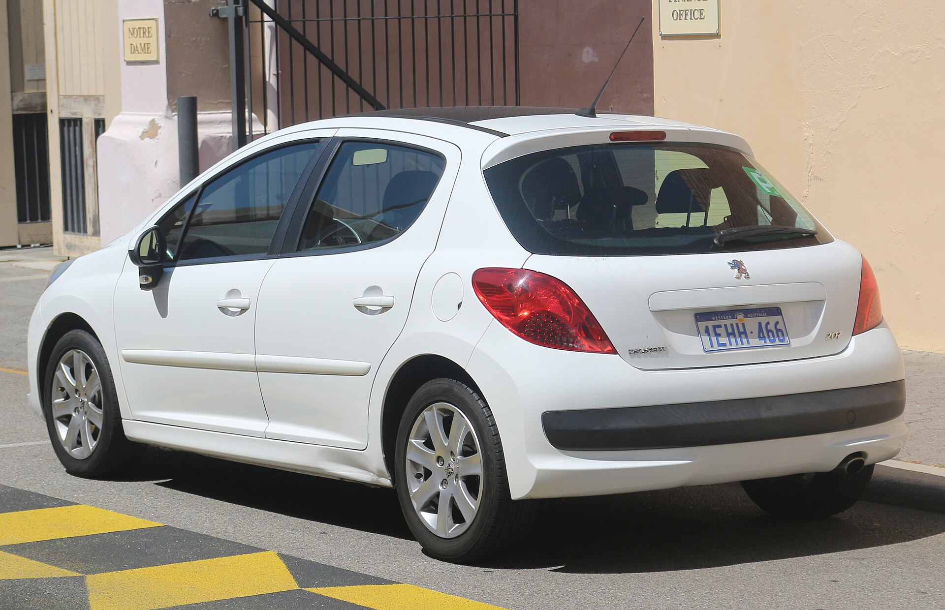Peugeot 207 five-door hatchback, rear three-quarter view