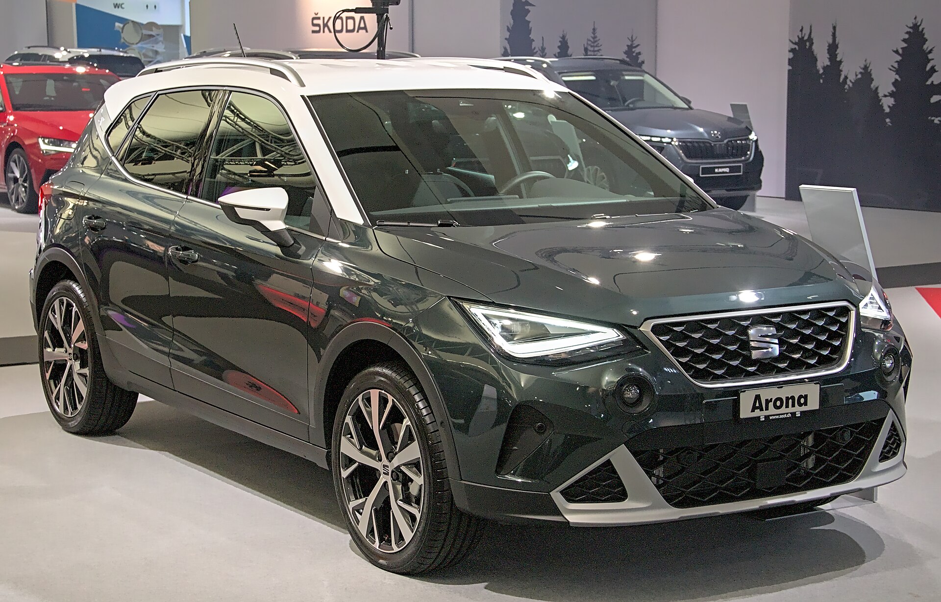 SEAT Arona facelift on a show stand