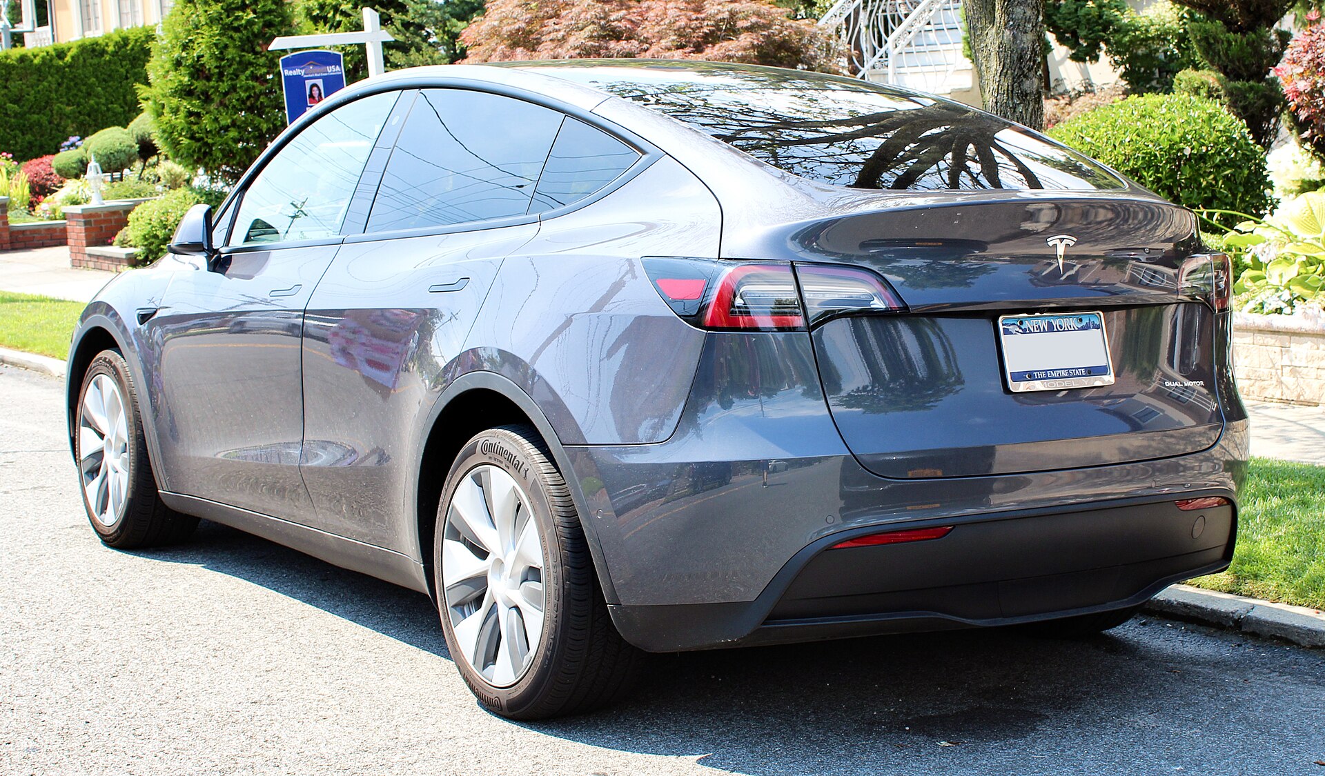 Rear view of a 2020 Tesla Model Y