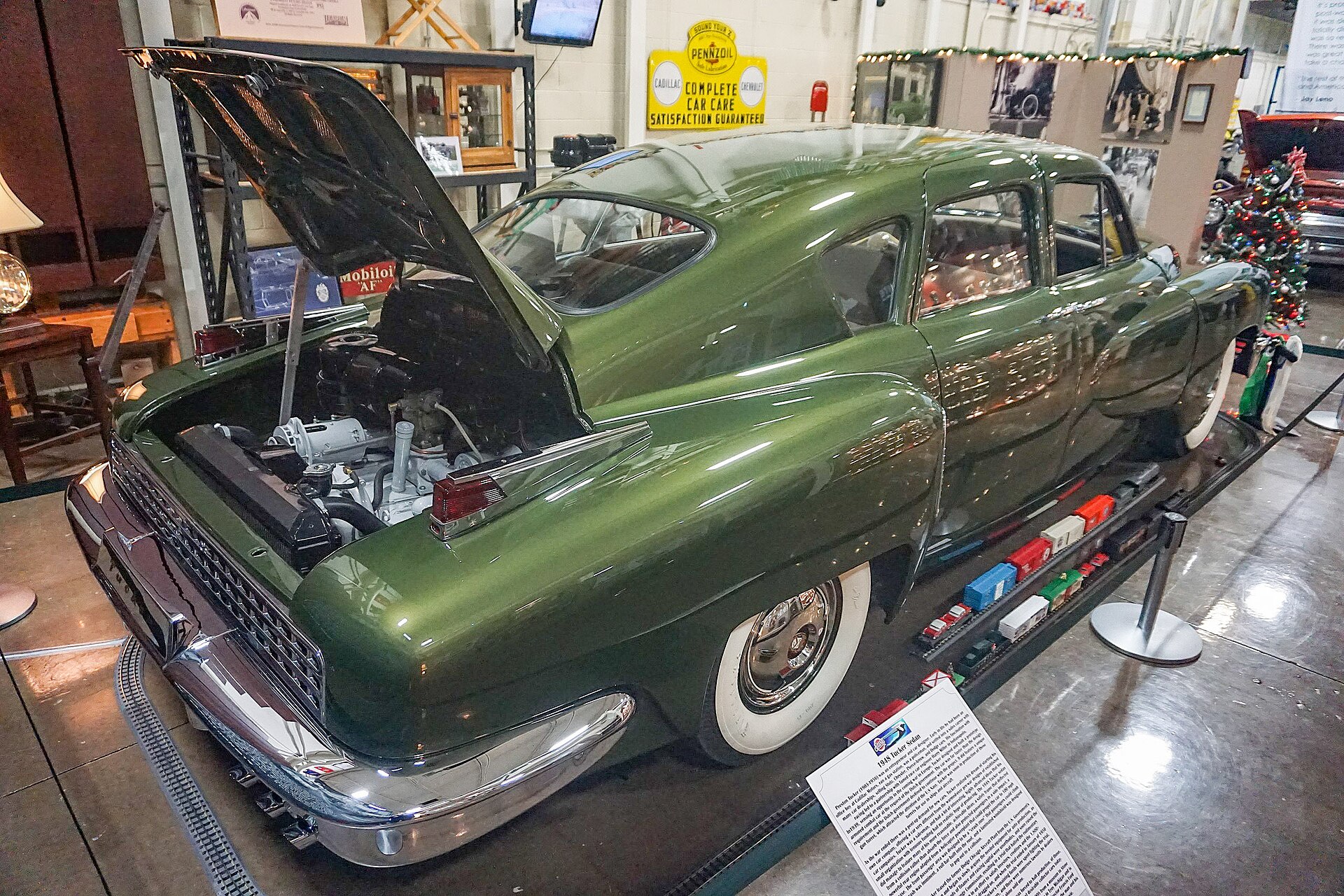 Tucker 48 sedan on display in a museum