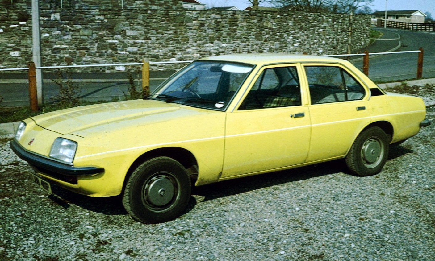 First-generation Vauxhall Cavalier saloon parked in a town street
