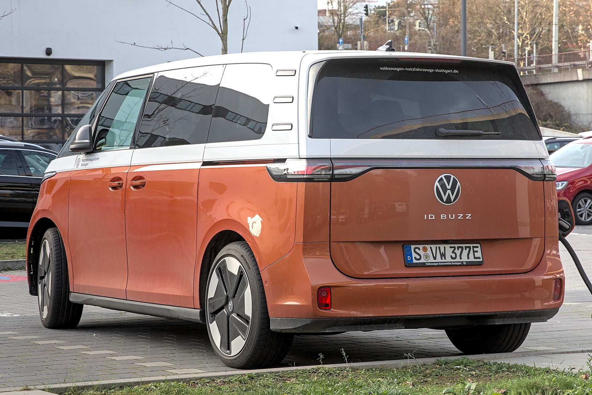 Volkswagen ID. Buzz electric van, side and front view