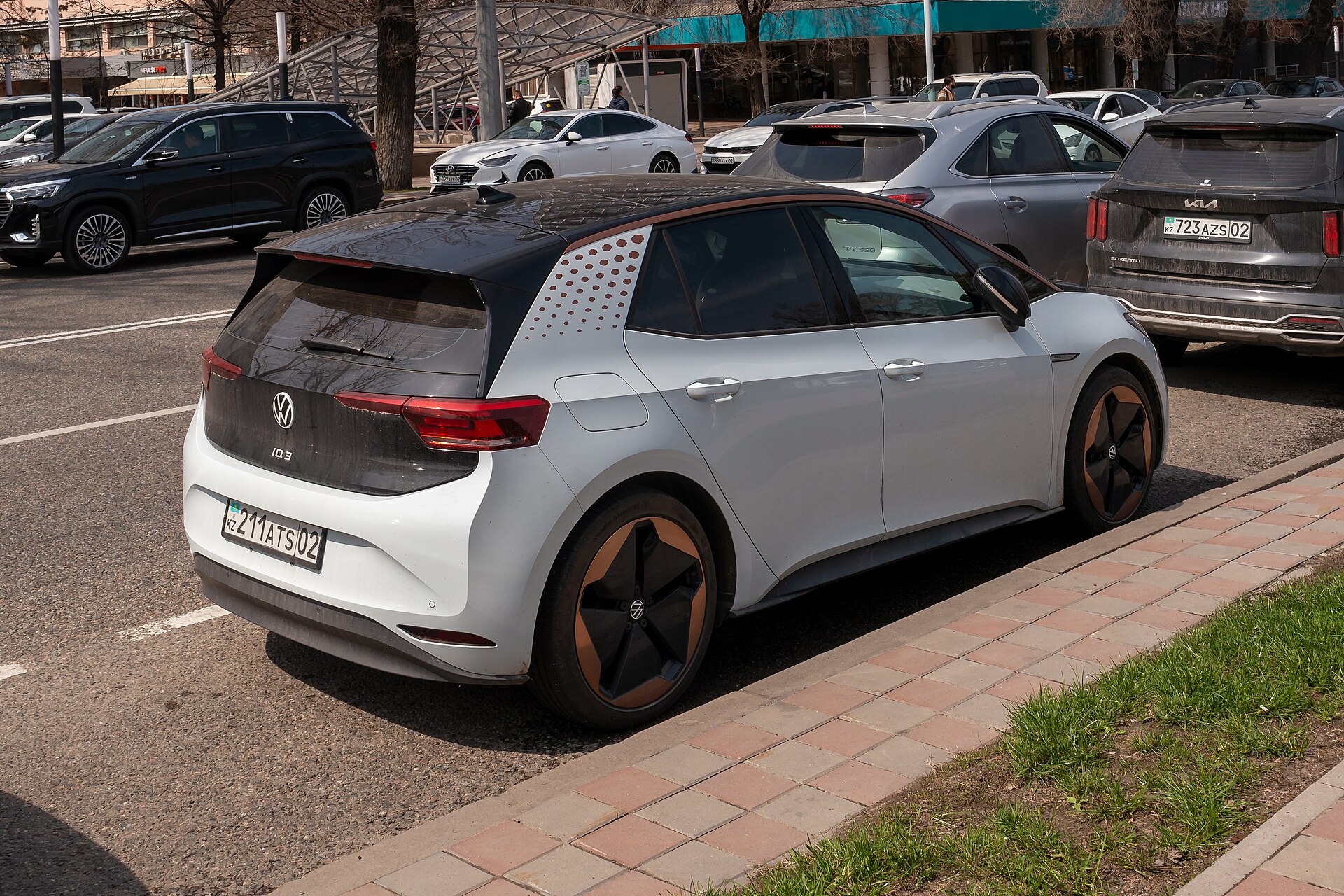 Volkswagen ID.3 electric hatchback parked on a city street