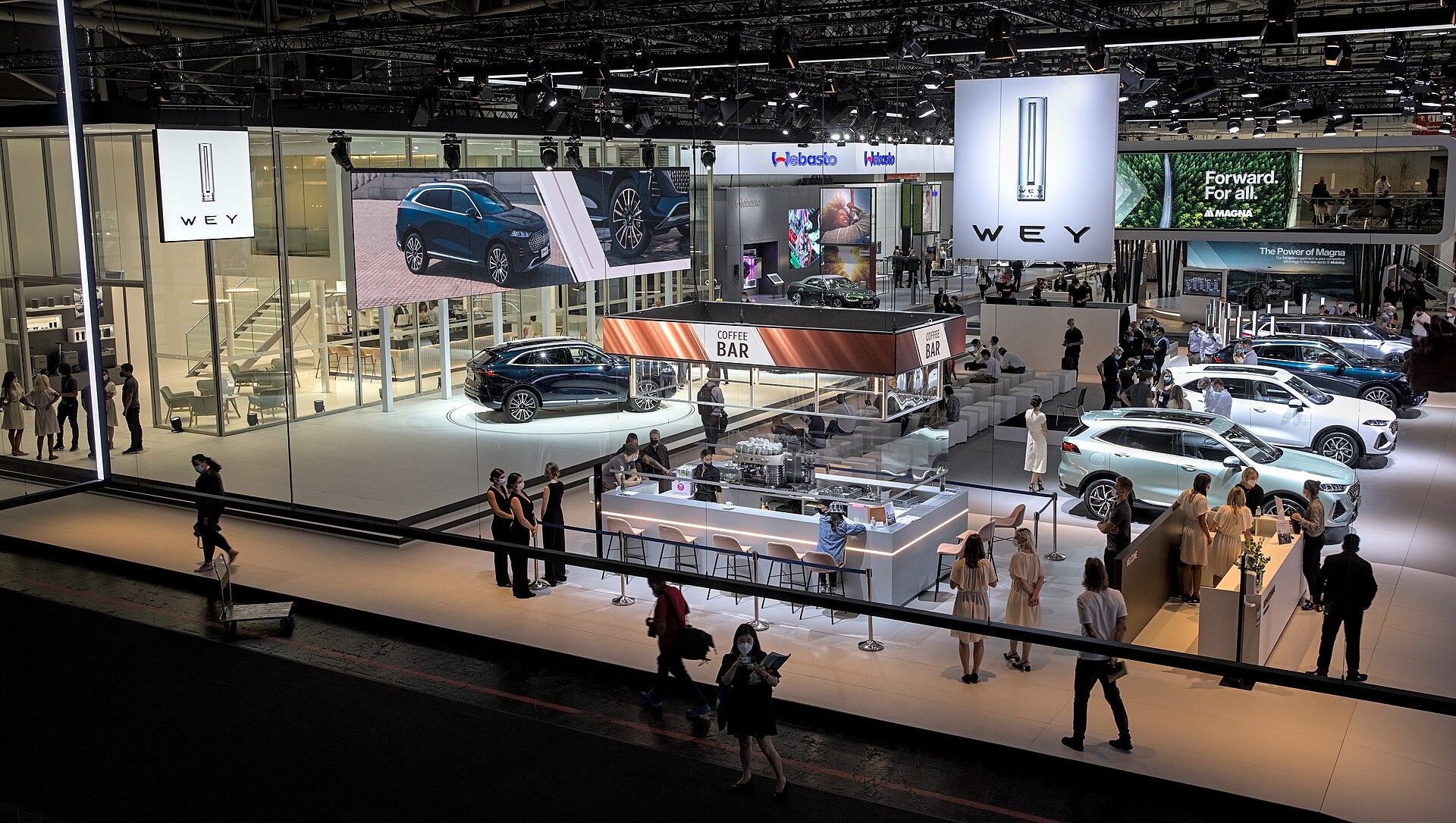 WEY exhibition stand with SUVs
