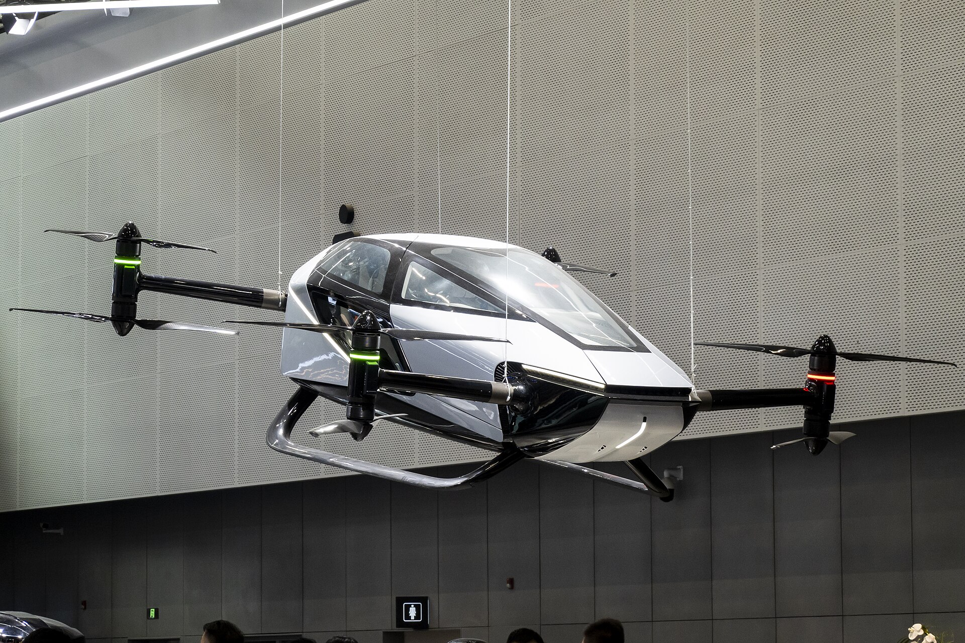 XPeng X2 two-seat flying vehicle on display